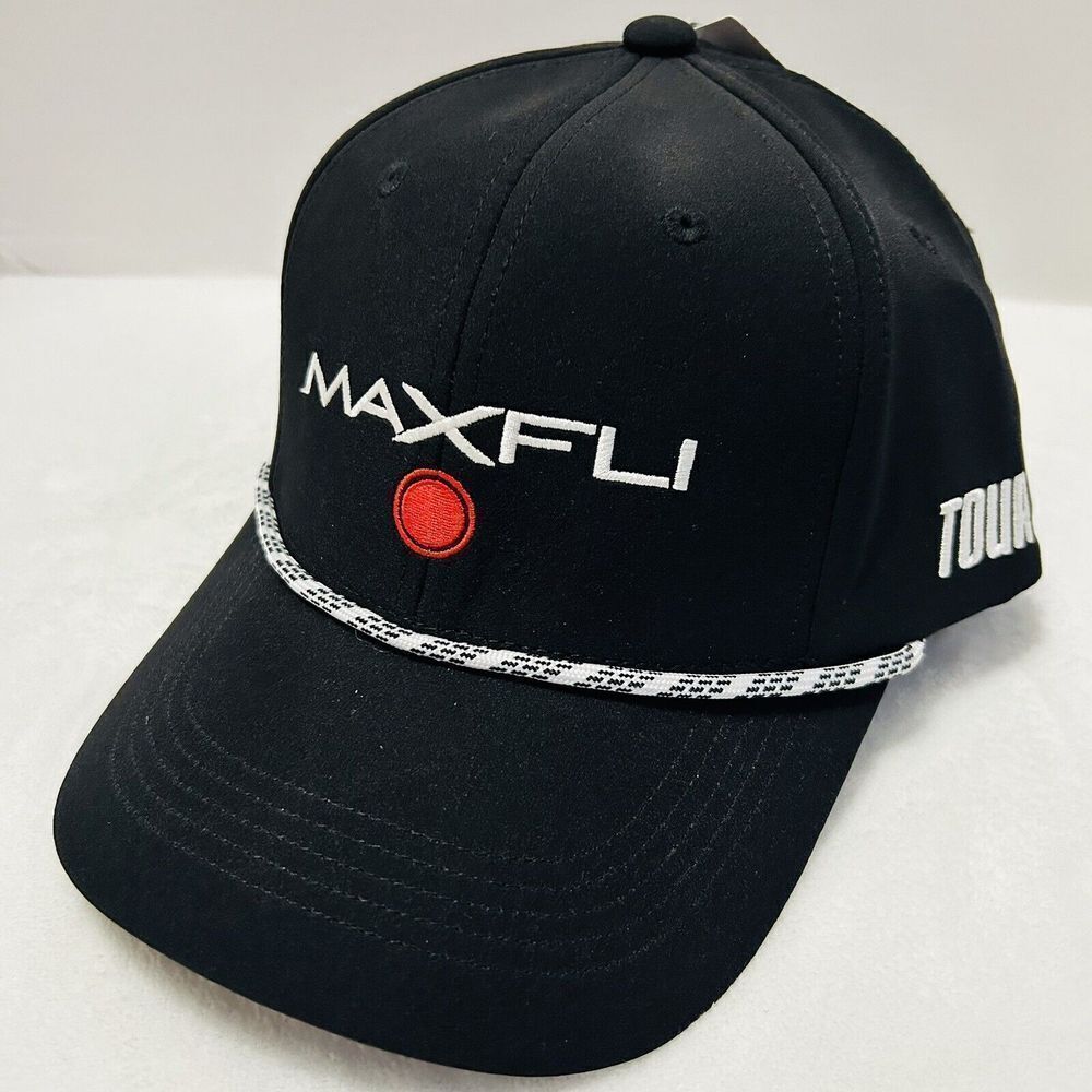 Maxfli Braided Rope Golf Hat Cap Snapback Adjustable Black Sportswear Script